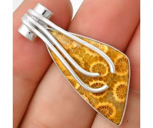 Natural Flower Fossil Coral Pendant SDP127495 P-1675, 15x30 mm