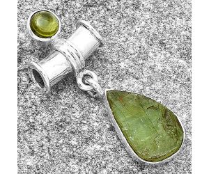 Green Kyanite Rough - India & Peridot Pendant SDP127614 P-1337, 10x16 mm