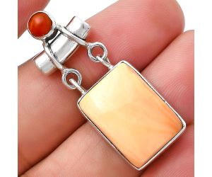 Natural Spiny Oyster Shell & Carnelian Pendant SDP127630 P-1276, 13x18 mm