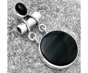 Black Lace Obsidian & Black Onyx Pendant SDP127632 P-1276, 19x19 mm
