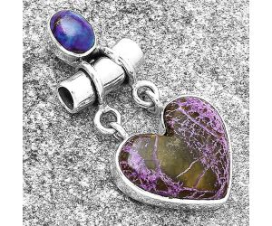 Valentine Gift Heart Purpurite & Copper Purple Turquoise Pendant SDP127642 P-1276, 16x18 mm