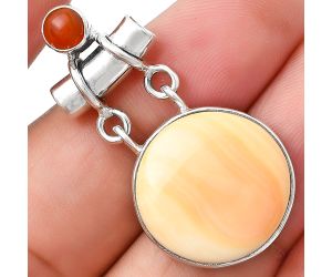 Natural Spiny Oyster Shell & Carnelian Pendant SDP127651 P-1276, 18x18 mm