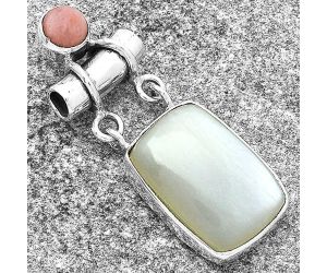 Srilankan Moonstone & Pink Tulip Quartz Pendant SDP127659 P-1276, 14x19 mm