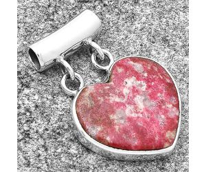 Valentine Gift Heart Natural Pink Thulite - Norway Pendant SDP127671 P-1198, 18x19 mm
