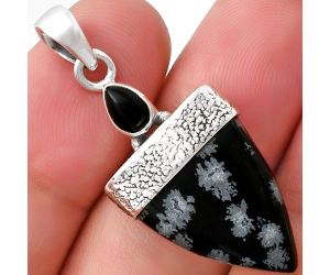 Snow Flake Obsidian & Black Onyx Pendant SDP127863 P-1656, 16x19 mm