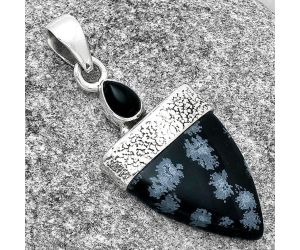 Snow Flake Obsidian & Black Onyx Pendant SDP127863 P-1656, 16x19 mm