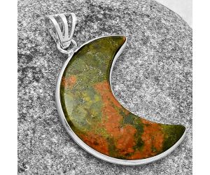 Crescent Moon - Natural Unakite Pendant SDP128103 P-1032, 13x28 mm