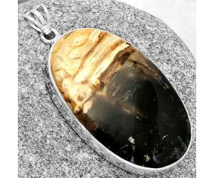 Natural Palm Root Fossil Agate Pendant SDP128275 P-1001, 25x40 mm