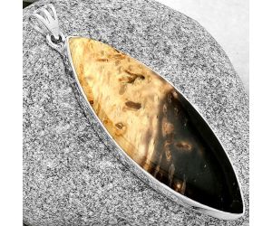 Natural Palm Root Fossil Agate Pendant SDP128315 P-1001, 19x53 mm