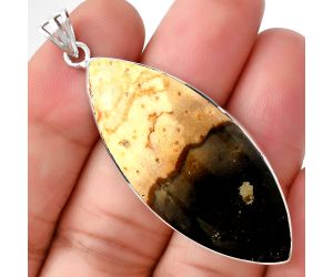 Natural Palm Root Fossil Agate Pendant SDP128322 P-1001, 19x45 mm