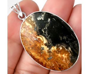 Natural Palm Root Fossil Agate Pendant SDP128362 P-1001, 26x36 mm