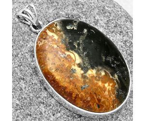 Natural Palm Root Fossil Agate Pendant SDP128362 P-1001, 26x36 mm