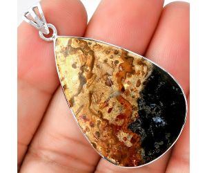 Natural Palm Root Fossil Agate Pendant SDP128373 P-1001, 25x38 mm