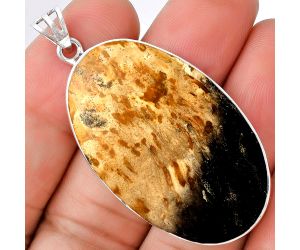Natural Palm Root Fossil Agate Pendant SDP128440 P-1001, 25x40 mm