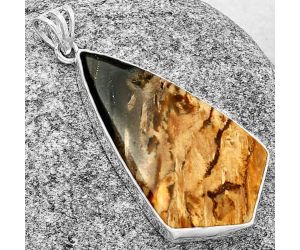 Natural Palm Root Fossil Agate Pendant SDP128450 P-1001, 22x40 mm