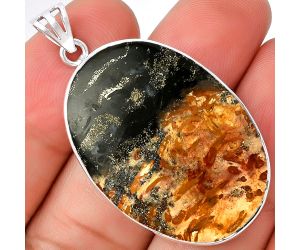 Natural Palm Root Fossil Agate Pendant SDP128460 P-1001, 24x35 mm