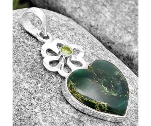Valentine Gift Heart Natural Green Fuchsite & Peridot Pendant SDP128956 P-1634, 17x17 mm