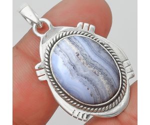 Natural Blue Lace Agate - South Africa Pendant SDP129022 P-1463, 15x20 mm