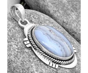 Natural Blue Lace Agate - South Africa Pendant SDP129022 P-1463, 15x20 mm