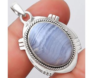 Natural Blue Lace Agate - South Africa Pendant SDP129031 P-1463, 15x20 mm
