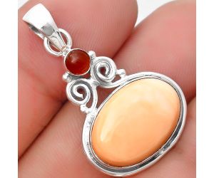 Natural Spiny Oyster Shell & Carnelian Pendant SDP129331 P-1603, 13x19 mm
