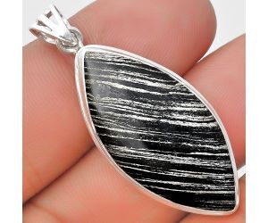 Natural Silver Leaf Obsidian Pendant SDP129687 P-1050, 16x34 mm