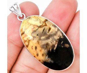 Natural Palm Root Fossil Agate Pendant SDP129945 P-1001, 20x34 mm