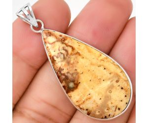 Natural Palm Root Fossil Agate Pendant SDP130202 P-1001, 19x38 mm