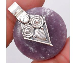 Owl - Purple Lepidolite & Zircon Pendant SDP130431 P-1649, 27x27 mm