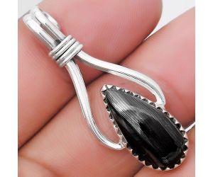 Crown Of Silver Psilomelane - Black Malachite Pendant SDP130615 P-1587, 10x19 mm
