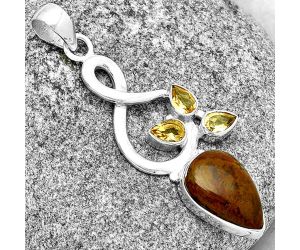 Natural Red Moss Agate & Citrine Pendant SDP131847 P-1118, 11x17 mm