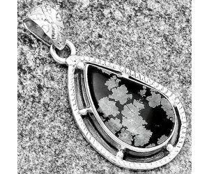 Natural Snow Flake Obsidian Pendant SDP132659 P-1495, 12x19 mm