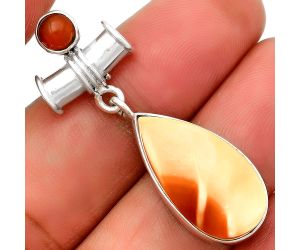 Natural Spiny Oyster Shell & Carnelian Pendant SDP133700 P-1337, 12x21 mm