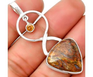 Natural Red Moss Agate & Citrine Pendant SDP133938 P-1048, 18x19 mm
