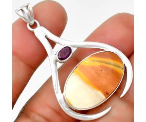 Natural Red Mookaite & Amethyst Pendant SDP134009 P-1057, 15x24 mm