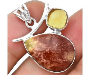 Natural Red Mookaite & Citrine Pendant SDP134907 P-1071, 15x20 mm