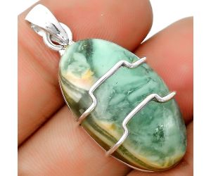 Natural Green Lace Agate Pendant SDP135473, 17x29 mm