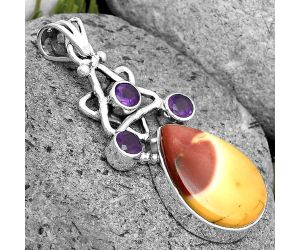 Natural Red Mookaite & Amethyst Pendant SDP135688 P-1095, 14x19 mm