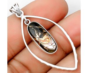 Natural Copper Abalone Shell Pendant SDP135732 P-1096, 9x20 mm