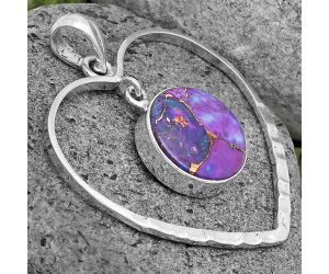 Valentine Gift Heart - Natural Copper Purple Turquoise Pendant SDP135813 P-1103, 14x14 mm