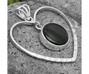 Valentine Gift Heart - Natural Black Onyx - Brazil Pendant SDP135834 P-1103, 13x13 mm