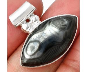 Crown Of Silver Psilomelane - Black Malachite Pendant SDP137044 P-1259, 13x25 mm