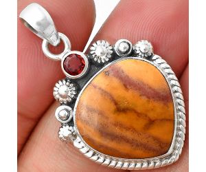 Red Mookaite and Garnet Pendant SDP137075, 17x18 mm