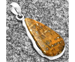 Palm Root Fossil Agate Pendant SDP137314 P-1110, 14x25 mm