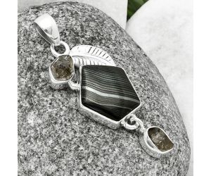 Crown Of Silver Psilomelane - Black Malachite and Herkimer Diamond Pendant SDP137733 P-1414, 14x16 mm