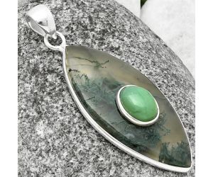 Horse Canyon Moss Agate and Chrysoprase Pendant SDP137753, 17x36 mm