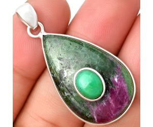 Ruby Zoisite and Chrysoprase Pendant SDP137760, 19x31 mm