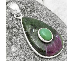 Ruby Zoisite and Chrysoprase Pendant SDP137760, 19x31 mm