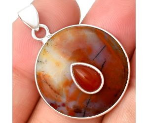 Oregon Red Moss Agate and Carnelian Pendant SDP137849, 24x24 mm