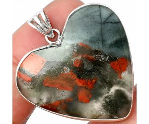 Heart Australian Blood Stone Pendant SDP138051 P-1043, 32x34 mm